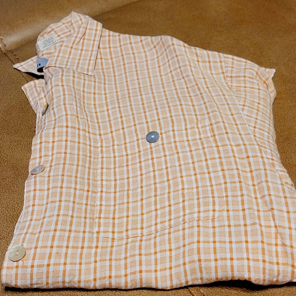 Orange and cream button down short sleeve